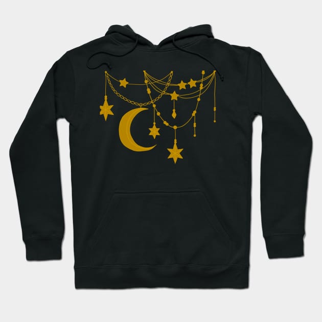 Moon and Stars Necklace Hoodie by Serene Twilight